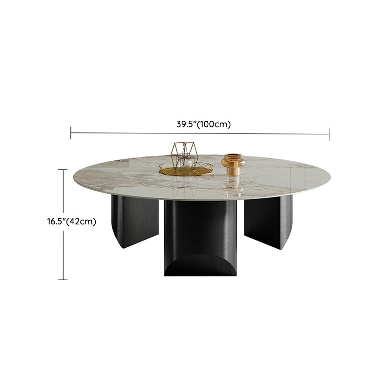 16.53" Tall Slate Top Coffee Table Stainless Steel Base Cocktail Table