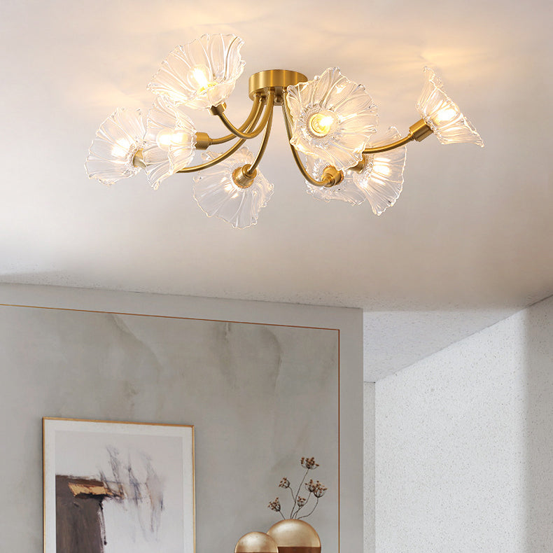 Nordic Style Iron Ceiling Light Lotus Leaf Shape Ceiling Lamp for Bedroom
