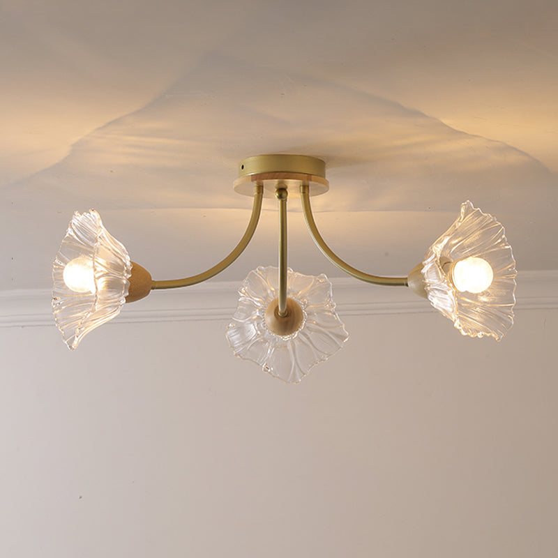 Nordic Style Iron Ceiling Light Lotus Leaf Shape Ceiling Lamp for Bedroom