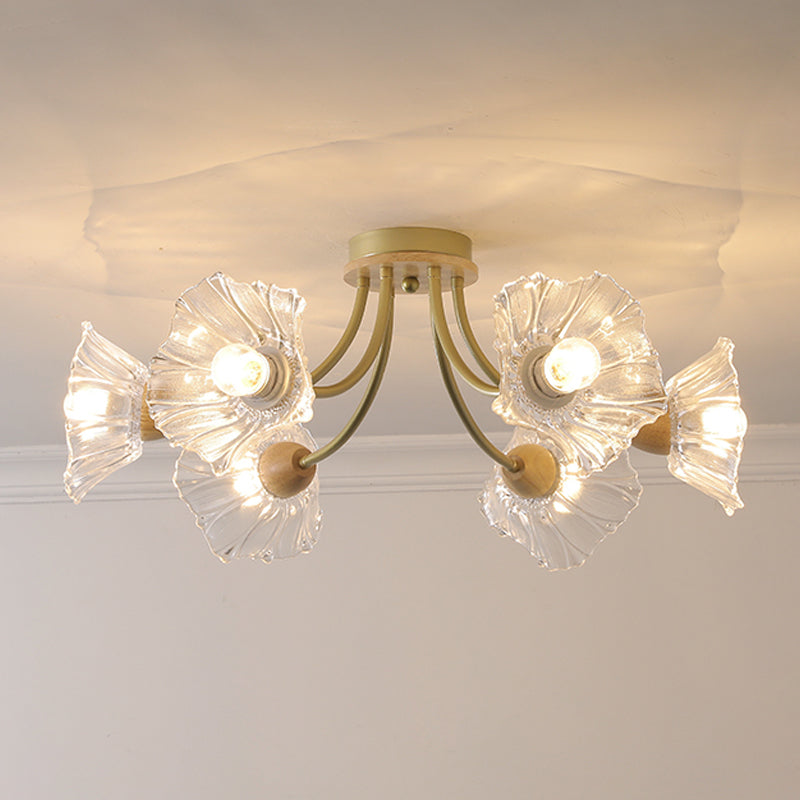 Nordic Style Iron Ceiling Light Lotus Leaf Shape Ceiling Lamp for Bedroom