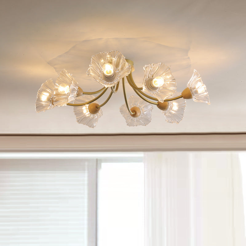 Nordic Style Iron Ceiling Light Lotus Leaf Shape Ceiling Lamp for Bedroom