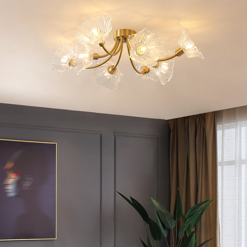 Nordic Style Iron Ceiling Light Lotus Leaf Shape Ceiling Lamp for Bedroom