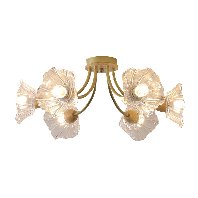 Nordic Style Iron Ceiling Light Lotus Leaf Shape Ceiling Lamp for Bedroom