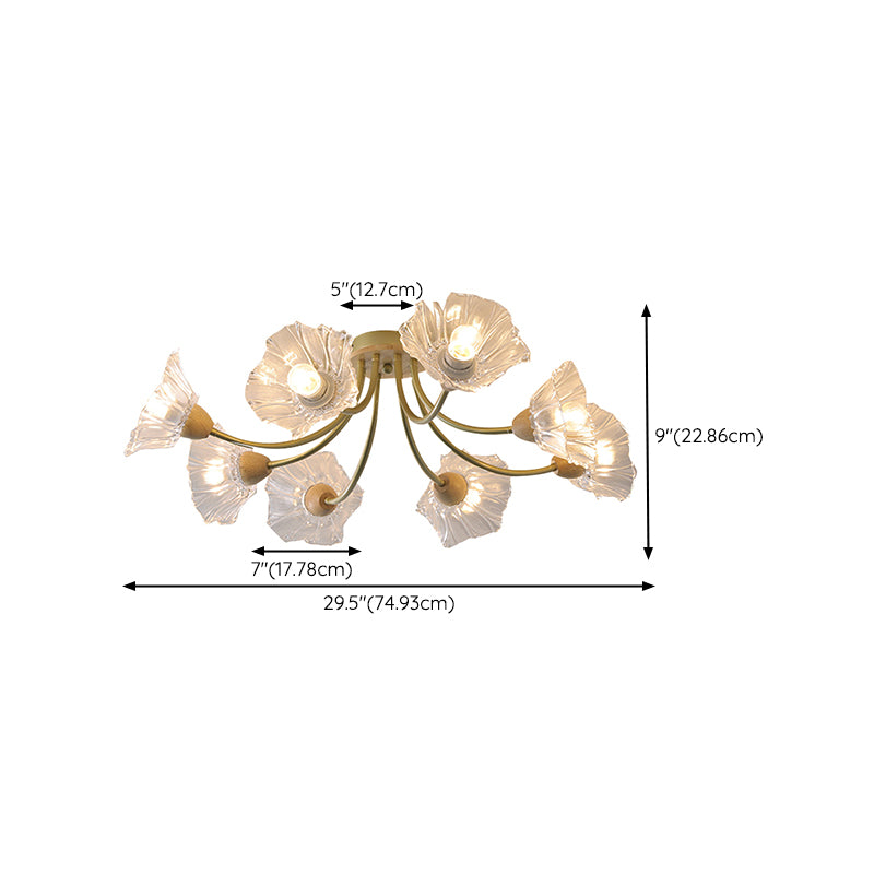 Nordic Style Iron Ceiling Light Lotus Leaf Shape Ceiling Lamp for Bedroom