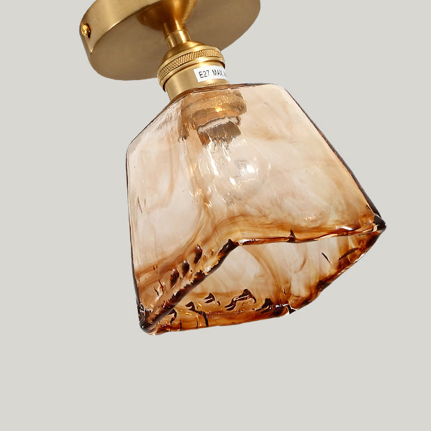 Nordic Style Copper Ceiling Light Geometry Shape Ceiling Lamp for Living Room