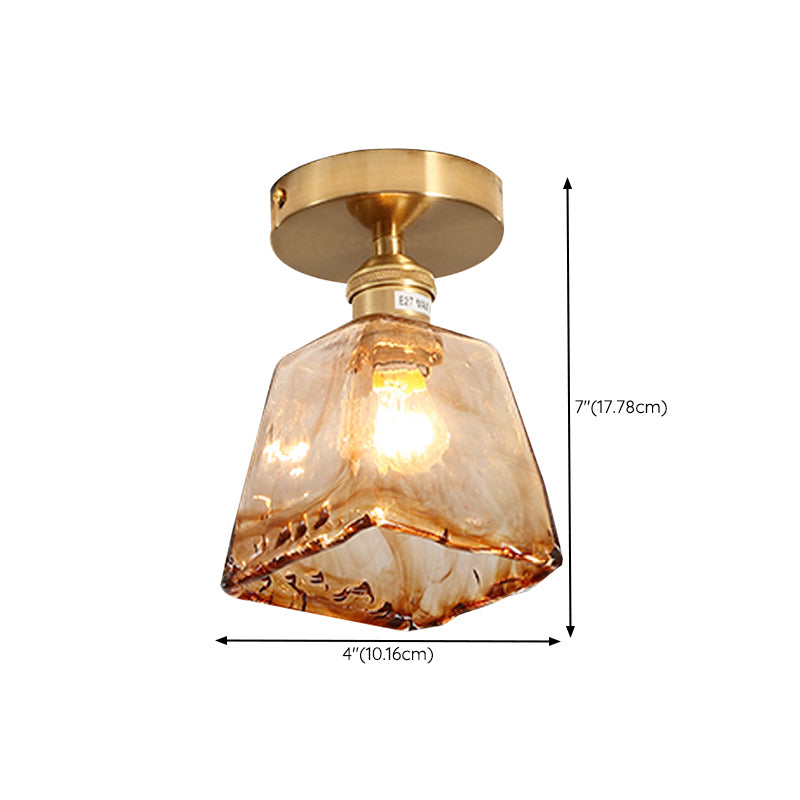 Nordic Style Copper Ceiling Light Geometry Shape Ceiling Lamp for Living Room