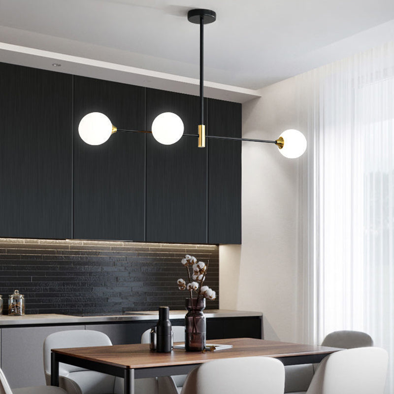 Linear Ceiling Pendant Light Minimalist Glass Hanging Lamp in Black
