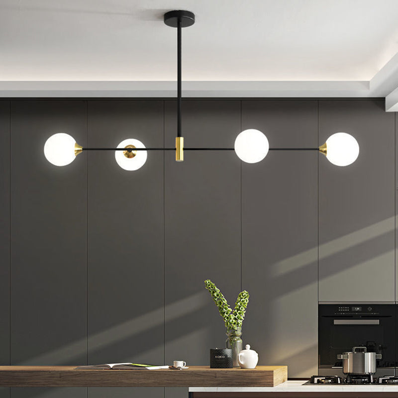 Linear Ceiling Pendant Light Minimalist Glass Hanging Lamp in Black