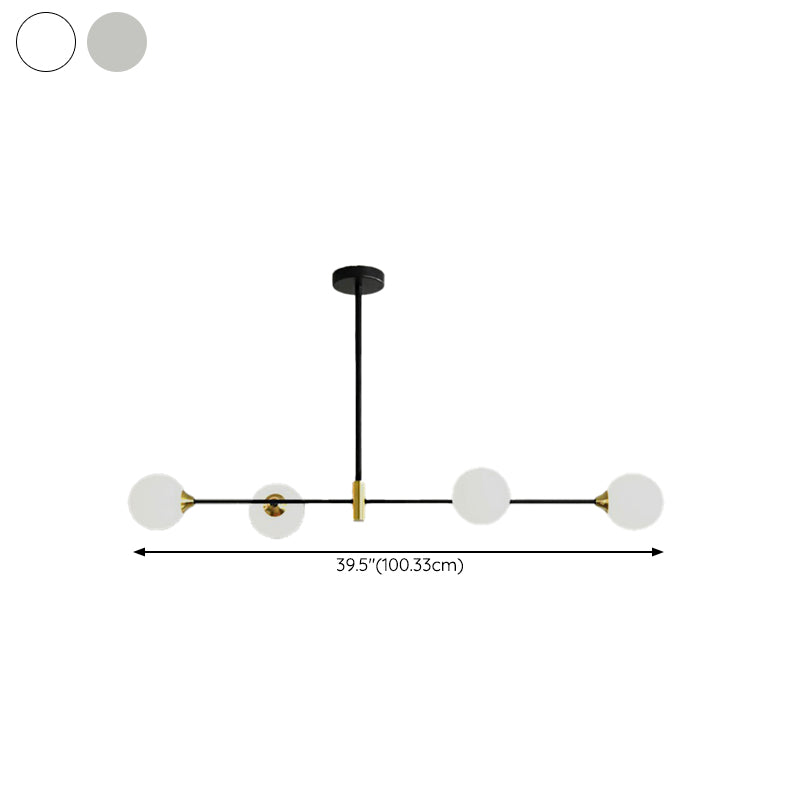 Linear Ceiling Pendant Light Minimalist Glass Hanging Lamp in Black