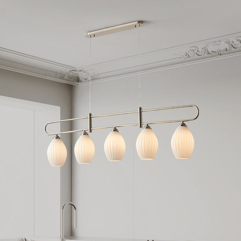 Nordic Style Iron Hanging Lamp Ellipse Shape Island Light Fixture for Living Room