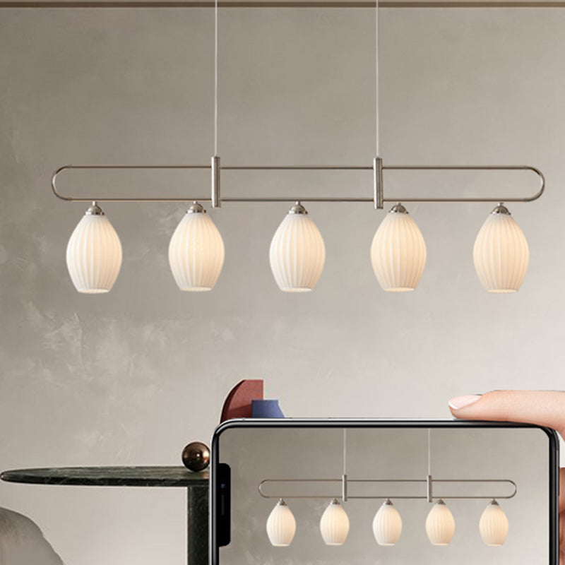 Nordic Style Iron Hanging Lamp Ellipse Shape Island Light Fixture for Living Room