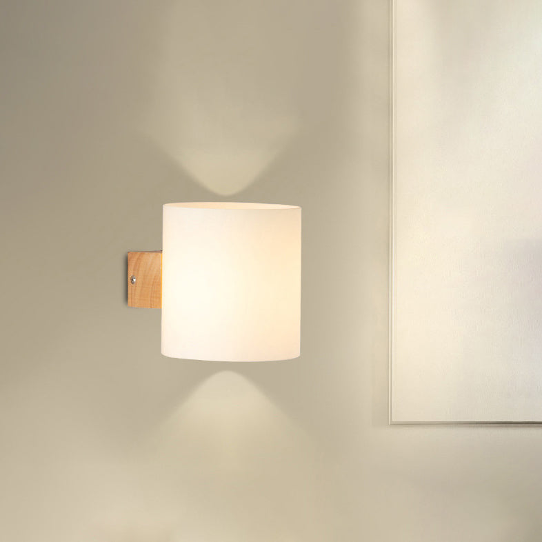 Wood Bath Vanity Lighting Modern White Shade Wall Light Sconces