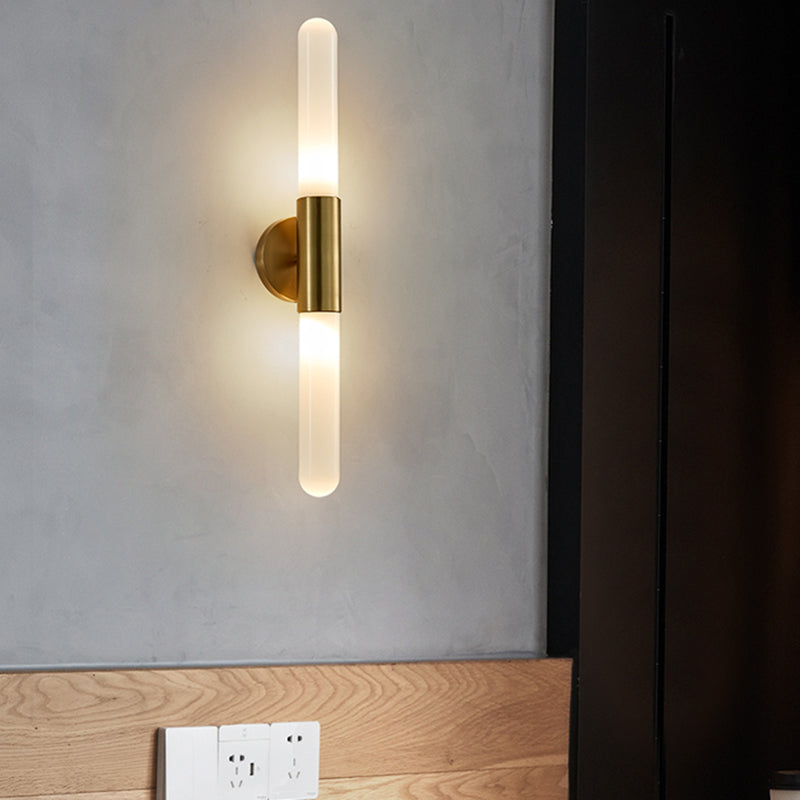 Linear Shape Metal Vanity Lamp Modern Style 2 Lights Vanity Light Fixture in Gold