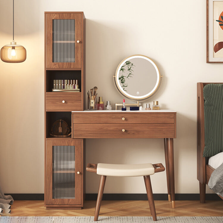 Modern Solid Wood Table Makeup Vanity with Drawers for Bedroom