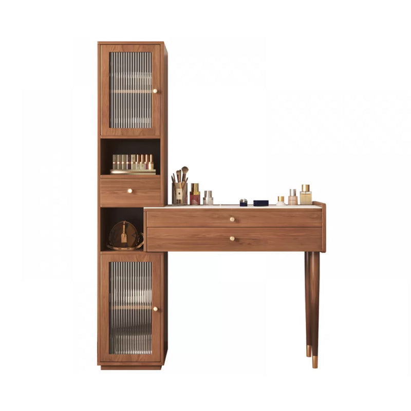Modern Solid Wood Table Makeup Vanity with Drawers for Bedroom