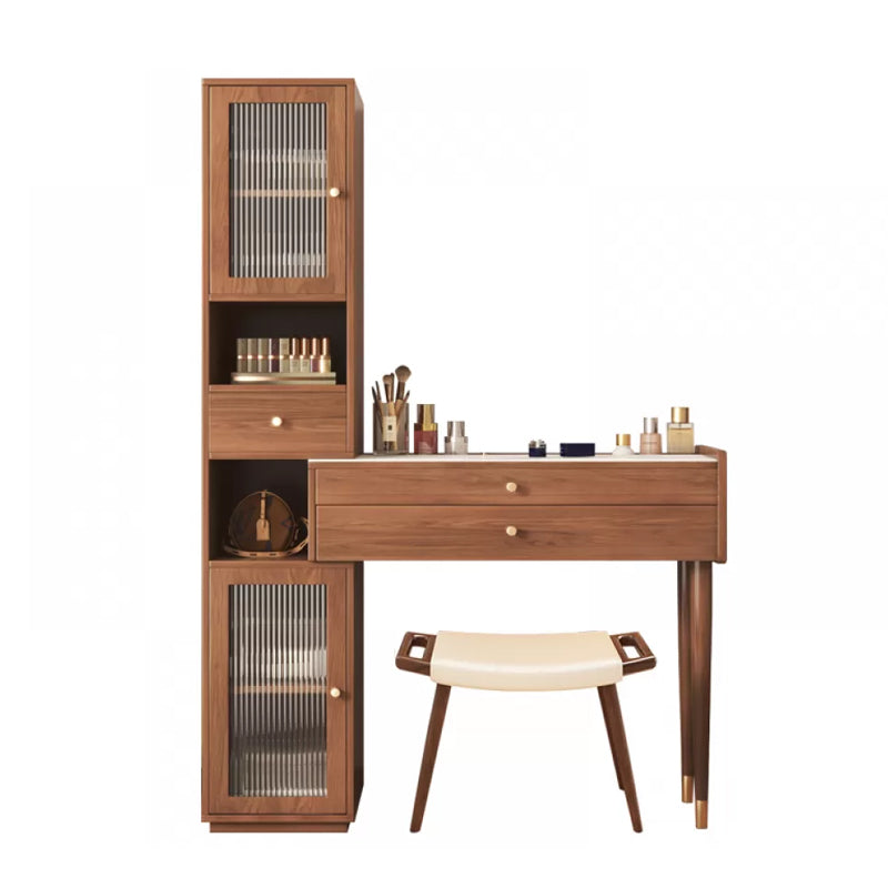 Modern Solid Wood Table Makeup Vanity with Drawers for Bedroom