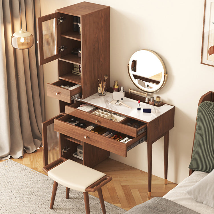 Modern Solid Wood Table Makeup Vanity with Drawers for Bedroom