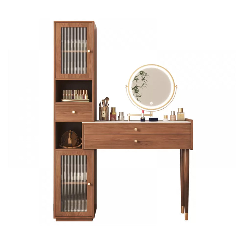 Modern Solid Wood Table Makeup Vanity with Drawers for Bedroom