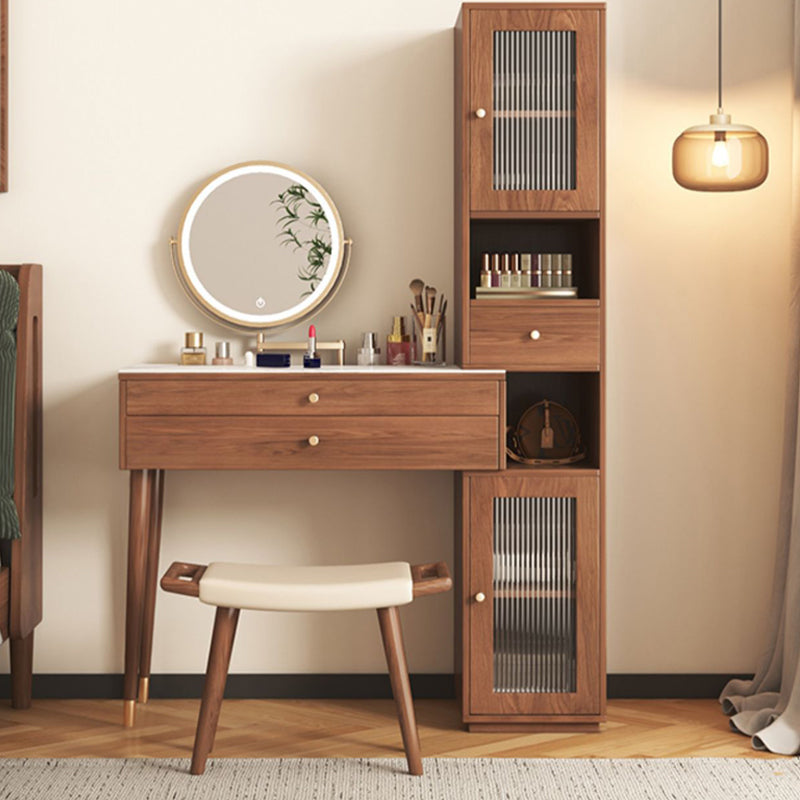 Modern Solid Wood Table Makeup Vanity with Drawers for Bedroom