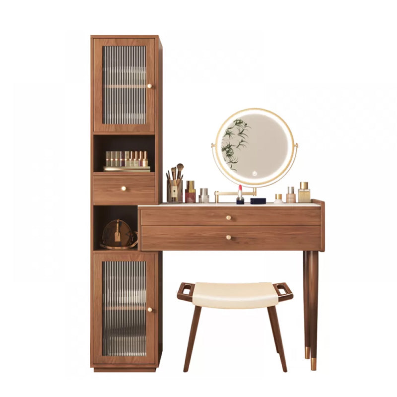 Modern Solid Wood Table Makeup Vanity with Drawers for Bedroom