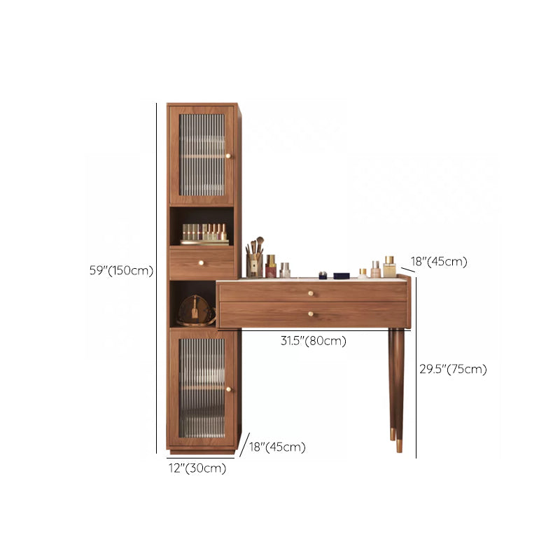 Modern Solid Wood Table Makeup Vanity with Drawers for Bedroom