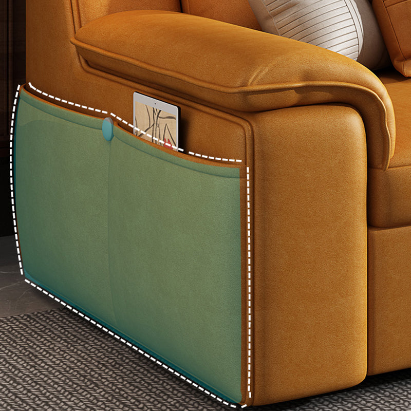 32" Wide Scandinavian Sofa Futon Foldable Orange Sleeper Sofa