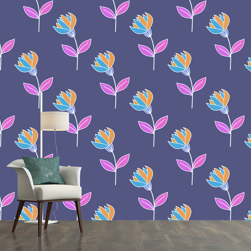 Plant Resistant Mural Wallpaper Illustration Sleeping Room Wall Mural