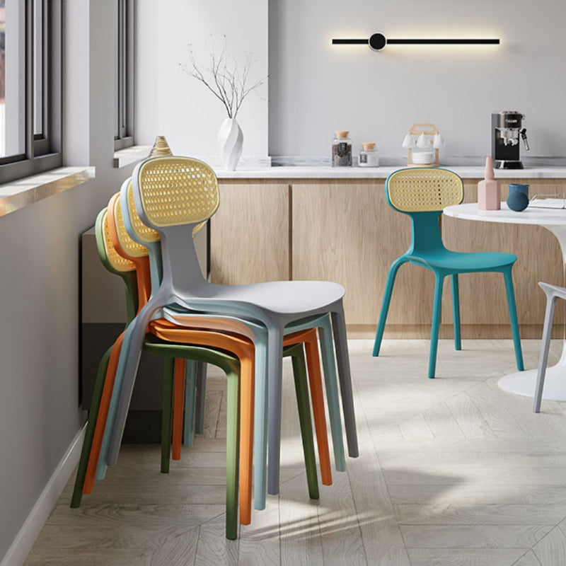 Tropical Outdoors Dining Chairs Wicker Armles Stacking Plastic Outdoor Bistro Chairs