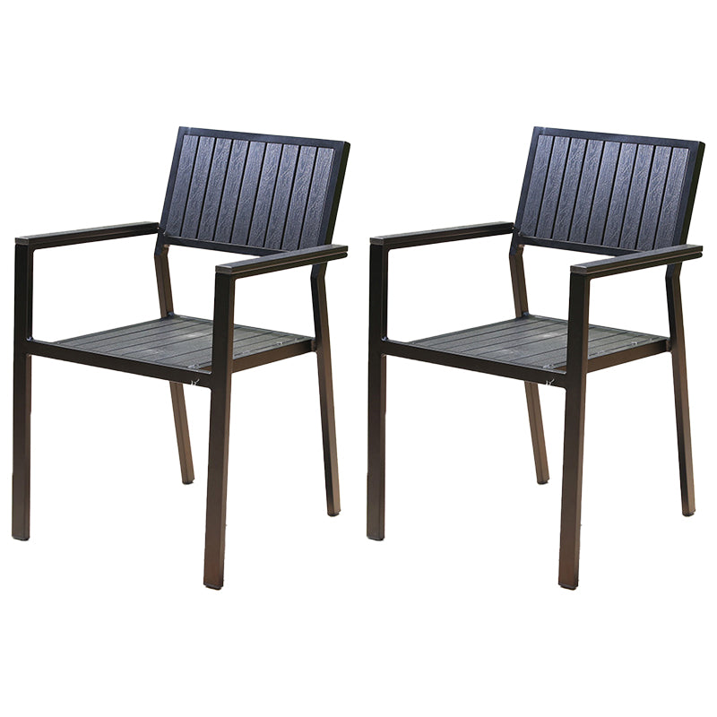 Modern Outdoor Bistro Chairs Wood With Arm Metal Dining Chairs