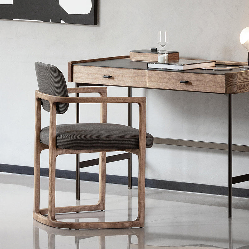 Nordic Style Arm Chair Solid Wood Open Back Dining Chairs for Dining Room
