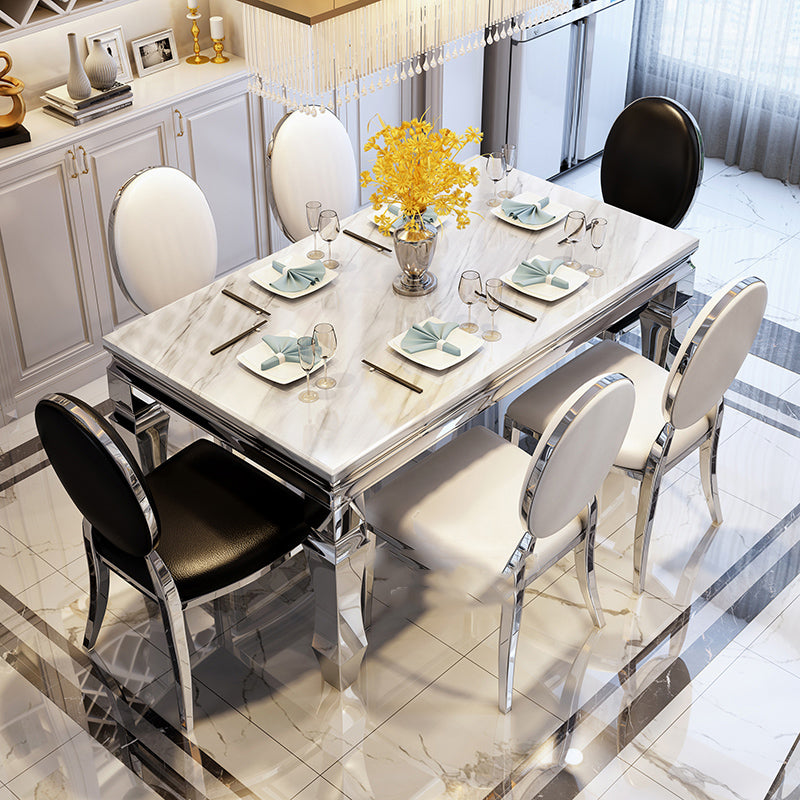 Nordic Rectangle Dining Site Table Marble Dining Room Collection with 4-foot