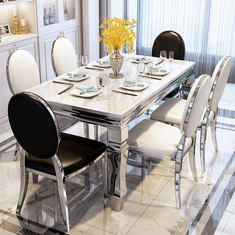 Nordic Rectangle Dining Site Table Marble Dining Room Collection with 4-foot