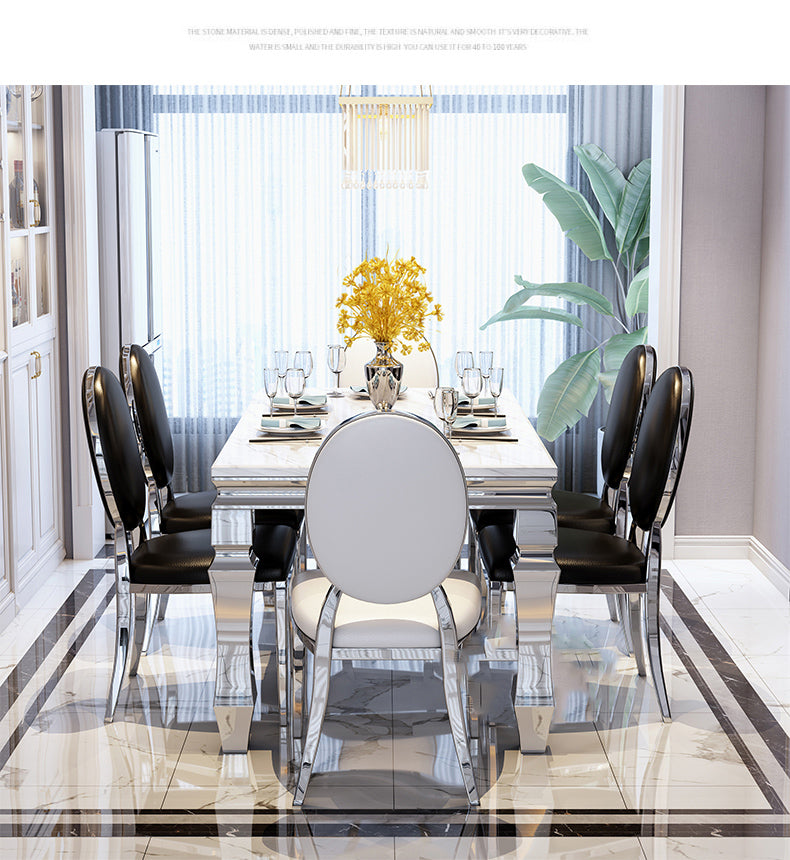 Nordic Rectangle Dining Site Table Marble Dining Room Collection with 4-foot