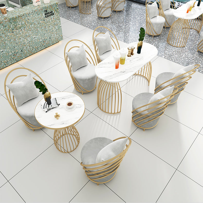 Traditional Luxury Dining Table Stone Fixed Dinette Table for Indoor