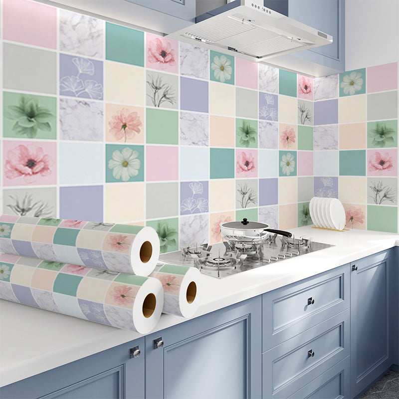 Modern Peel & Stick Field Tile Plastic Wallpaper for Backsplash Wall
