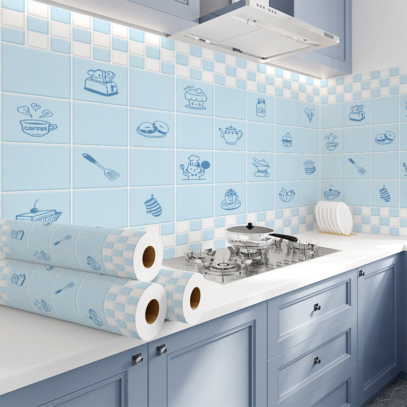 Modern Peel & Stick Field Tile Plastic Wallpaper for Backsplash Wall