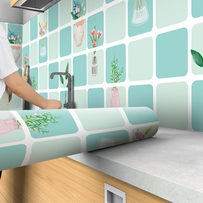 Modern Peel & Stick Field Tile Plastic Wallpaper for Backsplash Wall