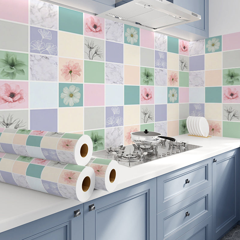 Modern Peel & Stick Field Tile Plastic Wallpaper for Backsplash Wall