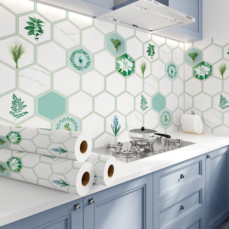 Modern Peel & Stick Field Tile Plastic Wallpaper for Backsplash Wall