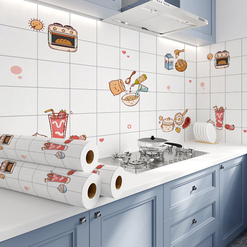 Modern Peel & Stick Field Tile Plastic Wallpaper for Backsplash Wall