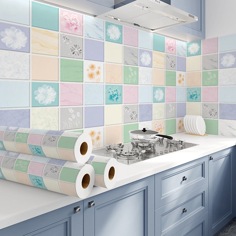 Modern Peel & Stick Field Tile Plastic Wallpaper for Backsplash Wall