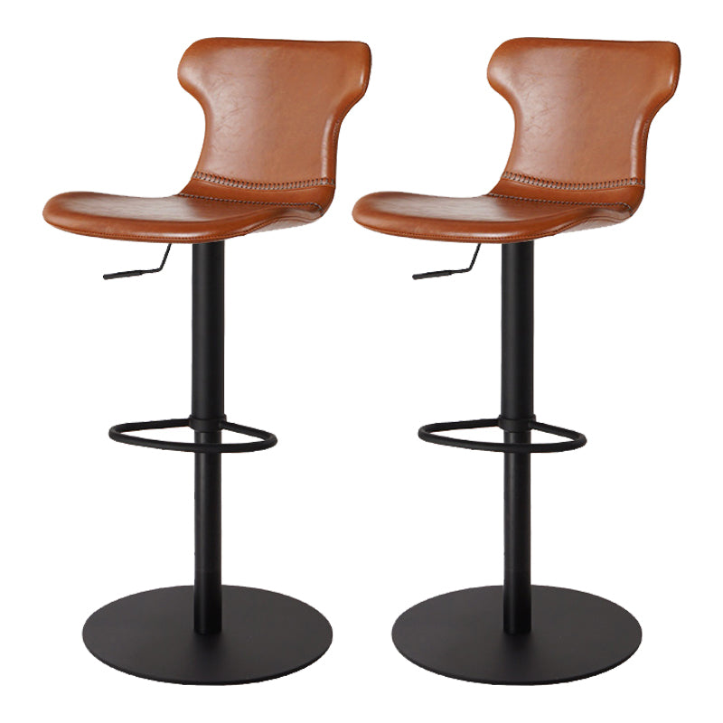Faux Leather Bar Stools Swivel Adjustable Height Bar Stool with Footrest