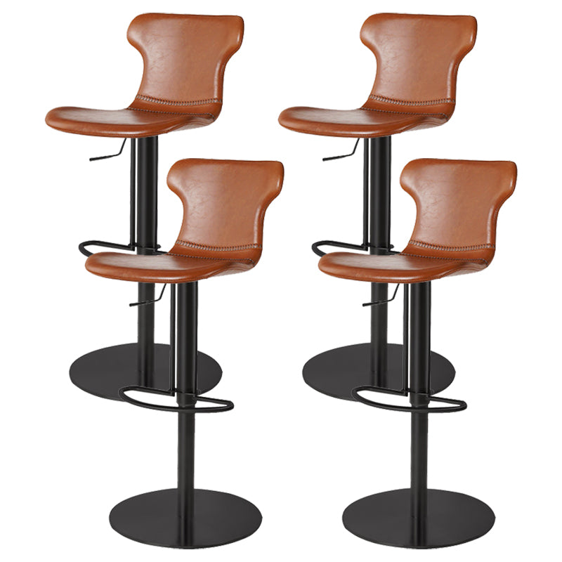 Faux Leather Bar Stools Swivel Adjustable Height Bar Stool with Footrest