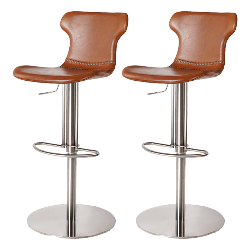 Faux Leather Bar Stools Swivel Adjustable Height Bar Stool with Footrest