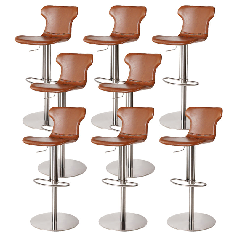 Faux Leather Bar Stools Swivel Adjustable Height Bar Stool with Footrest
