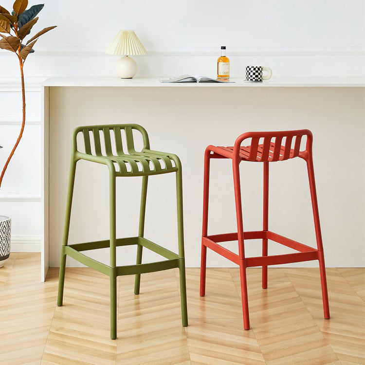 Plastic Armless Bar Stool Modern Style Low Back Bar Stools for Living Room