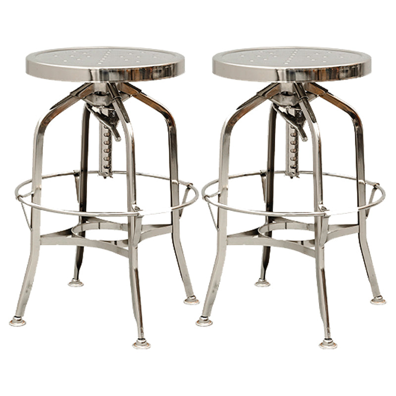 Industrial Metal Bar Stools Swivel Adjustable Height Bar Stool with Footrest