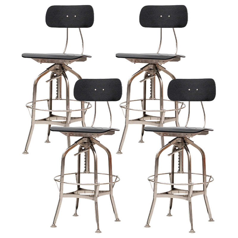 Industrial Metal Bar Stools Swivel Adjustable Height Bar Stool with Footrest