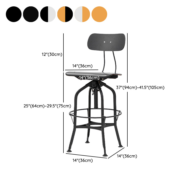 Industrial Metal Bar Stools Swivel Adjustable Height Bar Stool with Footrest
