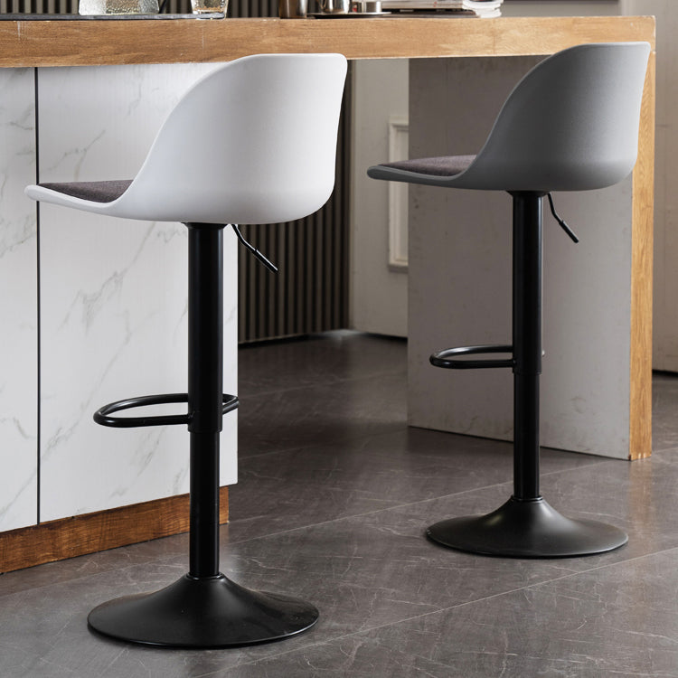 Industrial Fabric Bar Stools Swivel Adjustable Height Bar Stool with Footrest